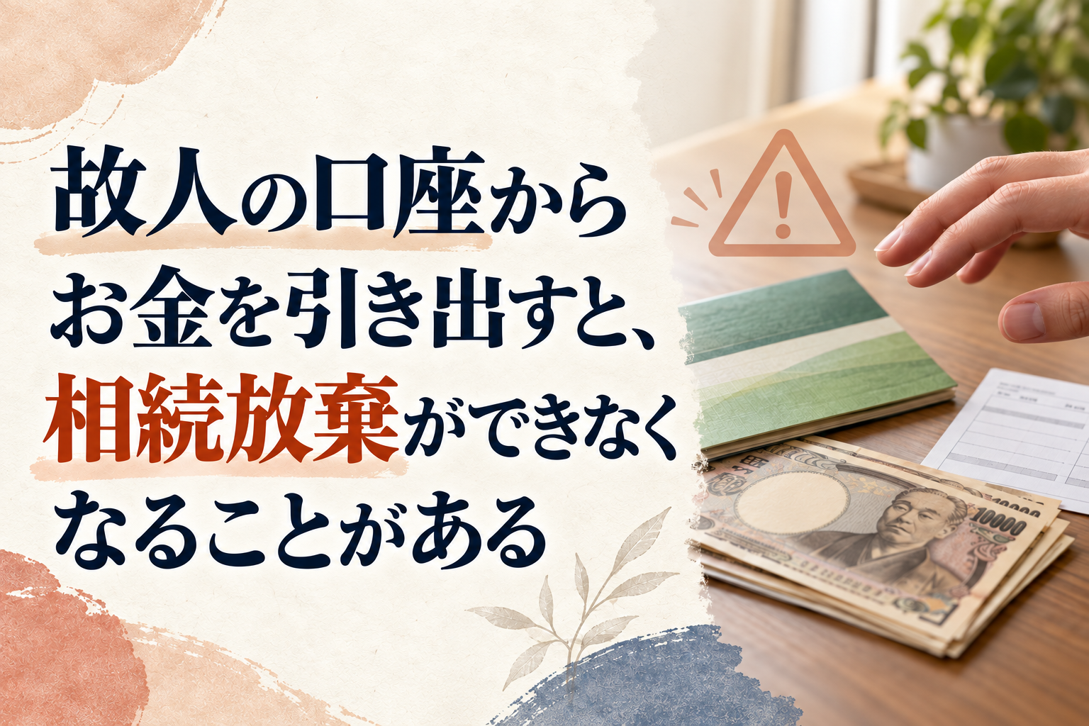 故人の口座からお金を引き出すと、相続放棄ができなくなることがある